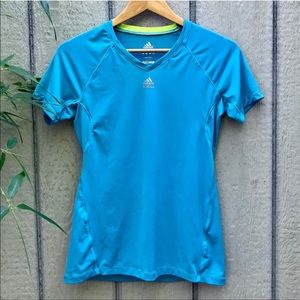 adidas athletic workout top short sleeve blue